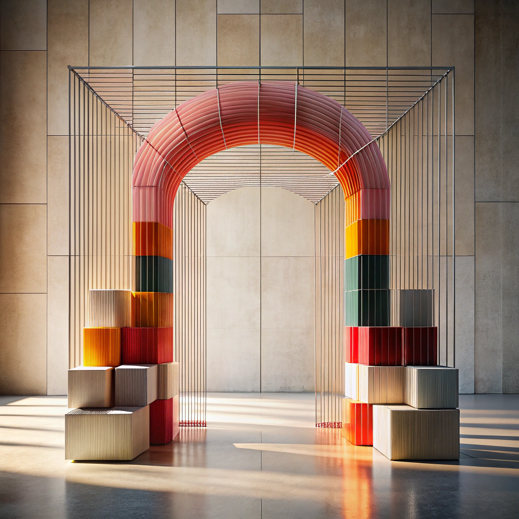 Modern Minimalist Architectural Design with Colorful Base