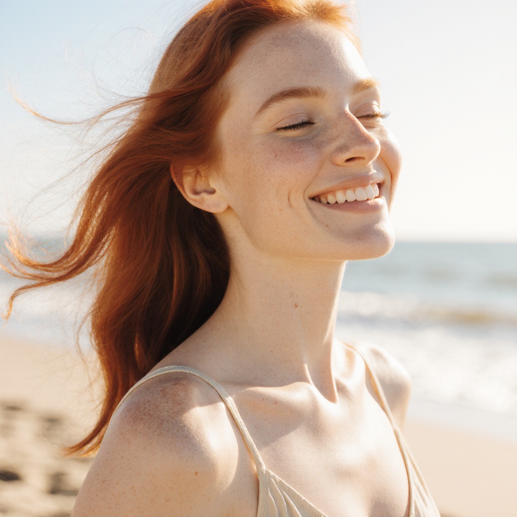 Photorealistic portrait of a fictional 25-year-old