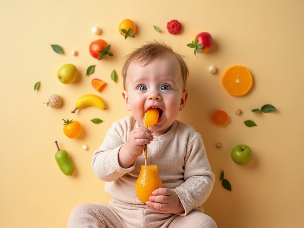 Baby enjoying textured food