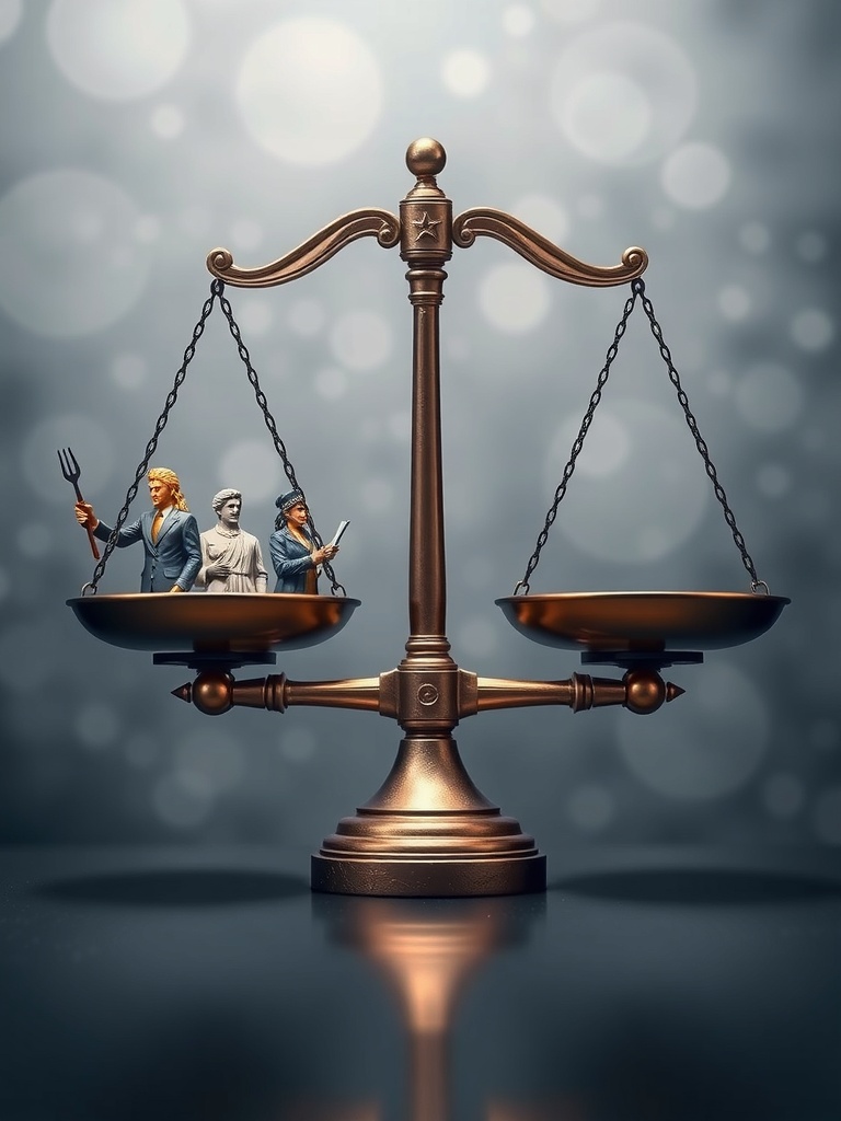 ترازوهای عدالت و چکش قاضی که استقلال FTC را در نبرد میان ترامپ و FTC به تصویر میکشد