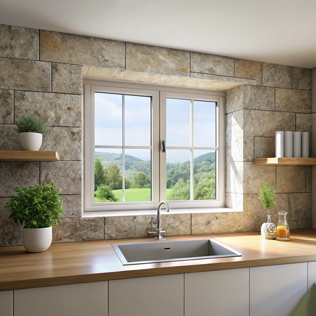 Modern Kitchen with Large Window and Sink Design
