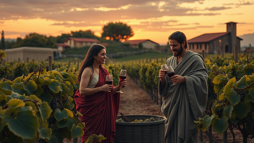 도전과 열정을 상징하는 포도밭 풍경