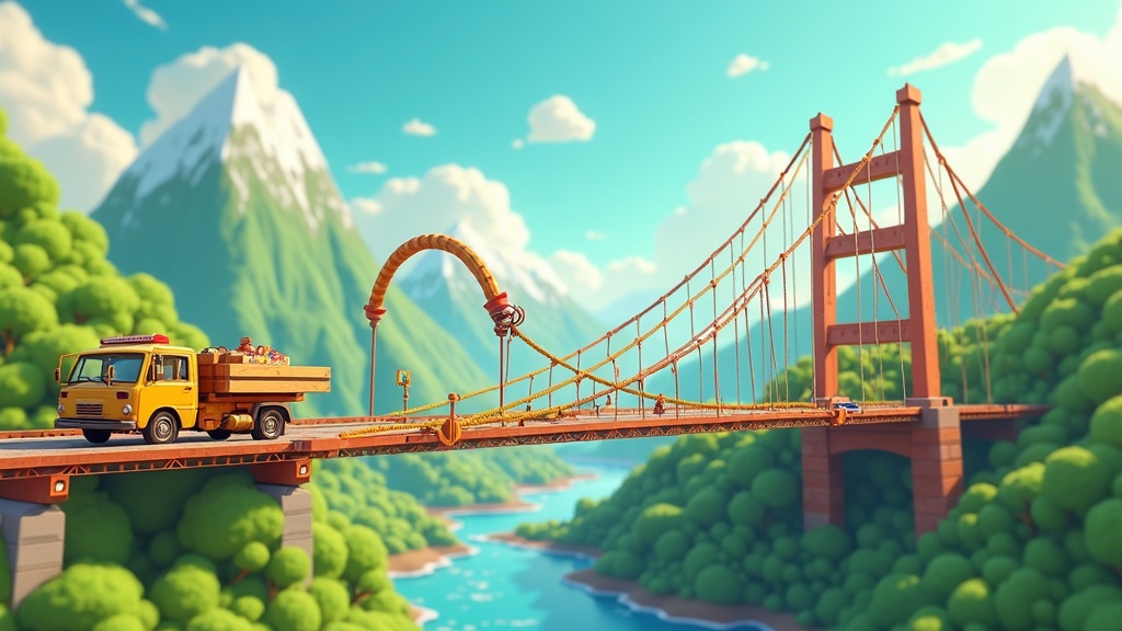 Construyendo un puente complejo en nuestro análisis de Bridge Constructor Studio VR.