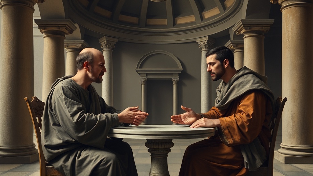 화해와 중재를 상징하는 고전적 회화