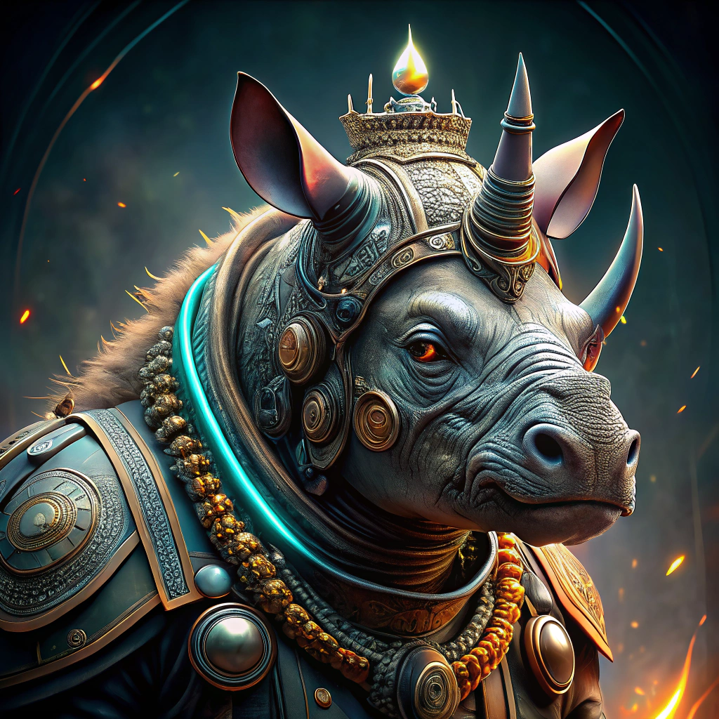 Futuristic One-Horned Rhinoceros Character Si Cula
