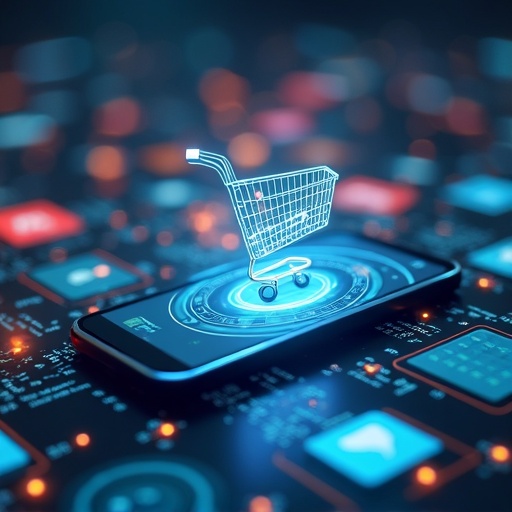 Online-Shopping Zukunft – 16:9 Illustration für B2C-Unternehmen