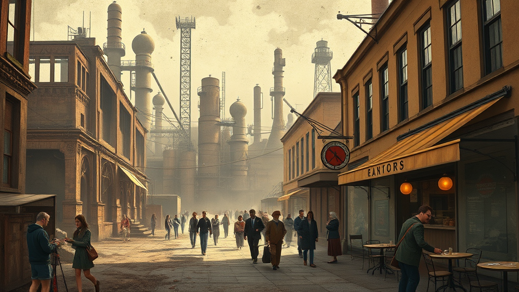 기존 철공소와 새로운 상업 공간의 대비