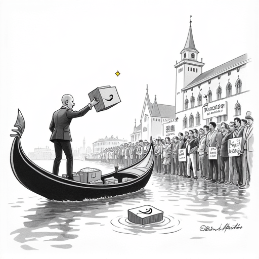Protests Erupt Over Jeff Bezos' Venice Wedding single-panel cartoon