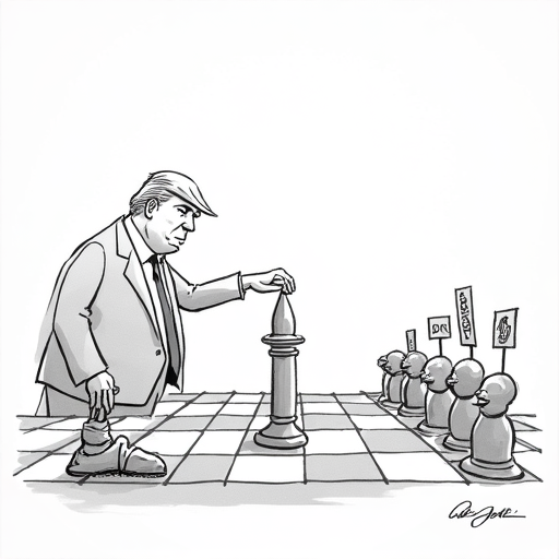 Trump's US Role in Iran-Israel Conflict Raises Concerns single-panel cartoon