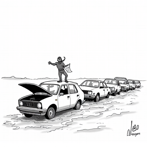 Mudslide Strands Thousands on West Virginia Highway single-panel cartoon