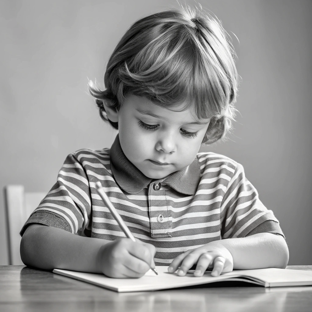 Cute Child Doing Homework Coloring Page