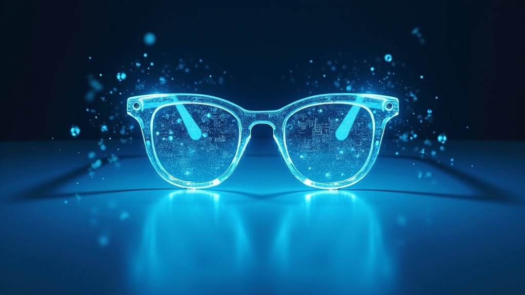 Vista frontal de las Halliday Glasses, un ejemplo de IA revolucionaria con diseño retro en color carey.