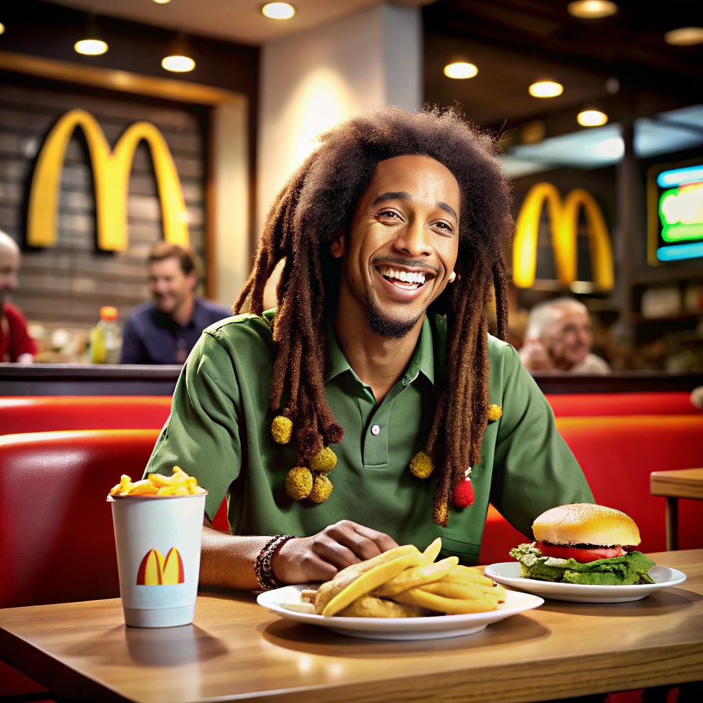 Bob Marley Enjoys Meal at McDonald's Bob Marley Enjoys Meal at McDonald's