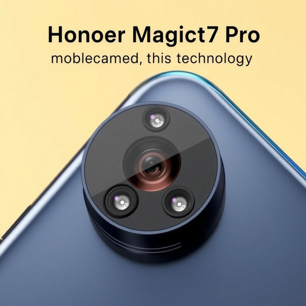 تصویری نزدیک از ماژول دوربین موبایل Honor Magic7 Pro با طراحی دایره‌ای و لنزهای متعدد.