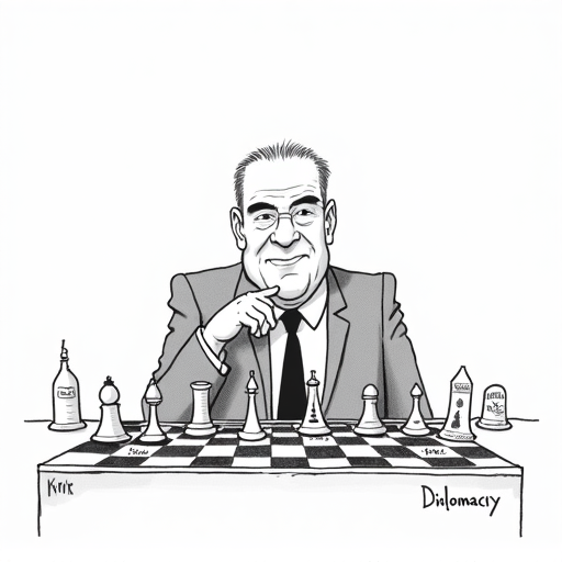 Starmer Calls for Diplomacy Amid Iran Tensions single-panel cartoon