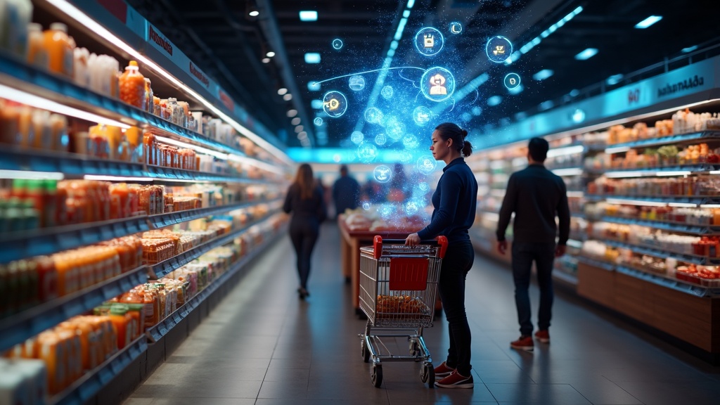 Un consumidor interactúa con una interfaz de IA en el comercio de la Comunitat Valenciana, simbolizando la nueva relación tecnológica.
