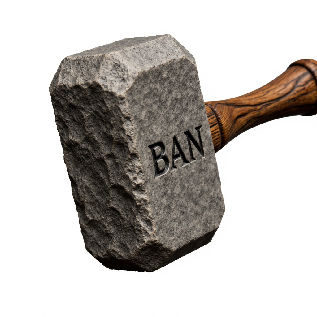 The ban hammer. A stone, Thor style hammer, with a