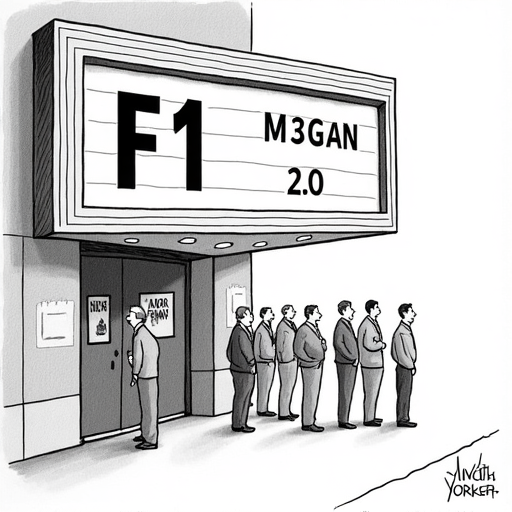 Brad Pitt's 'F1' Tops Box Office on Opening Day single-panel cartoon