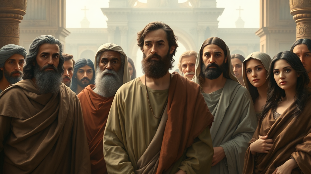 균형과 조화를 강조한 상징적인 종교적 장면