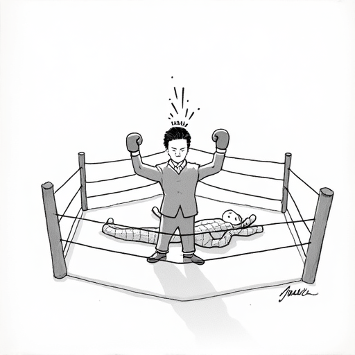 Topuria wins UFC lightweight title with first-round knockout single-panel cartoon
