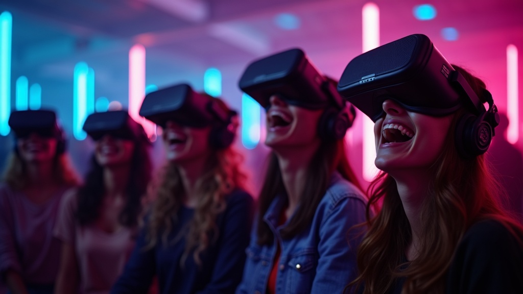 Un equipo de amigos colaborando y divirtiéndose con juegos multijugador realidad virtual en las instalaciones de Virtua Barcelona