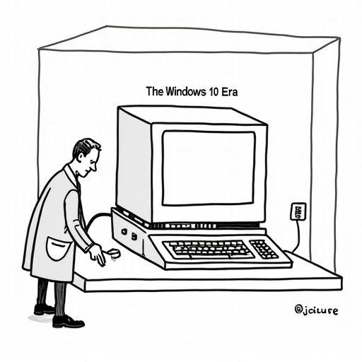 Microsoft extends Windows 10 support with free year option single-panel cartoon