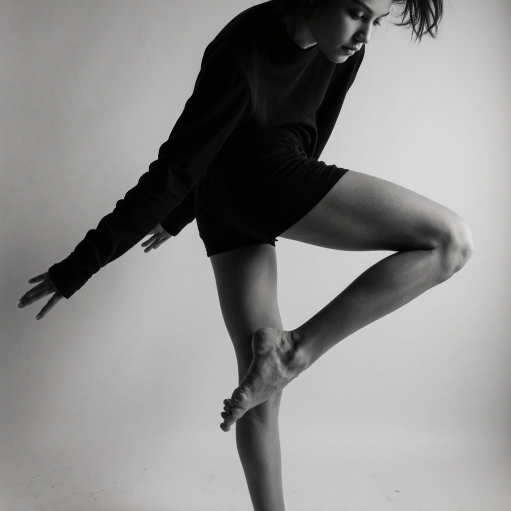 Have the person in the picture spread their legs a