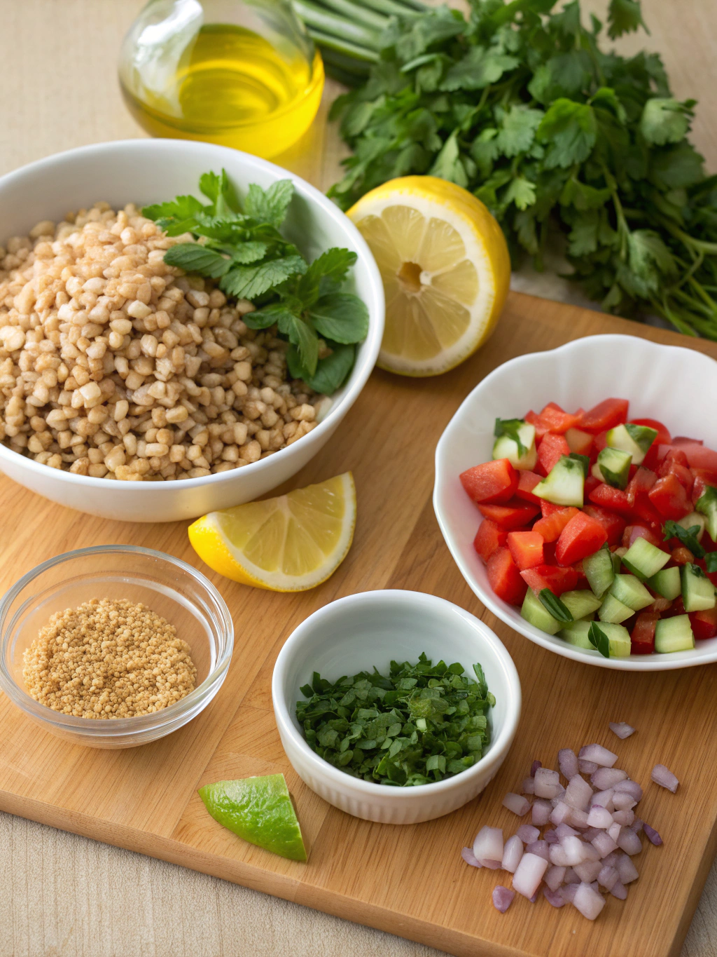 Ingredients for Farro Tabbouleh
