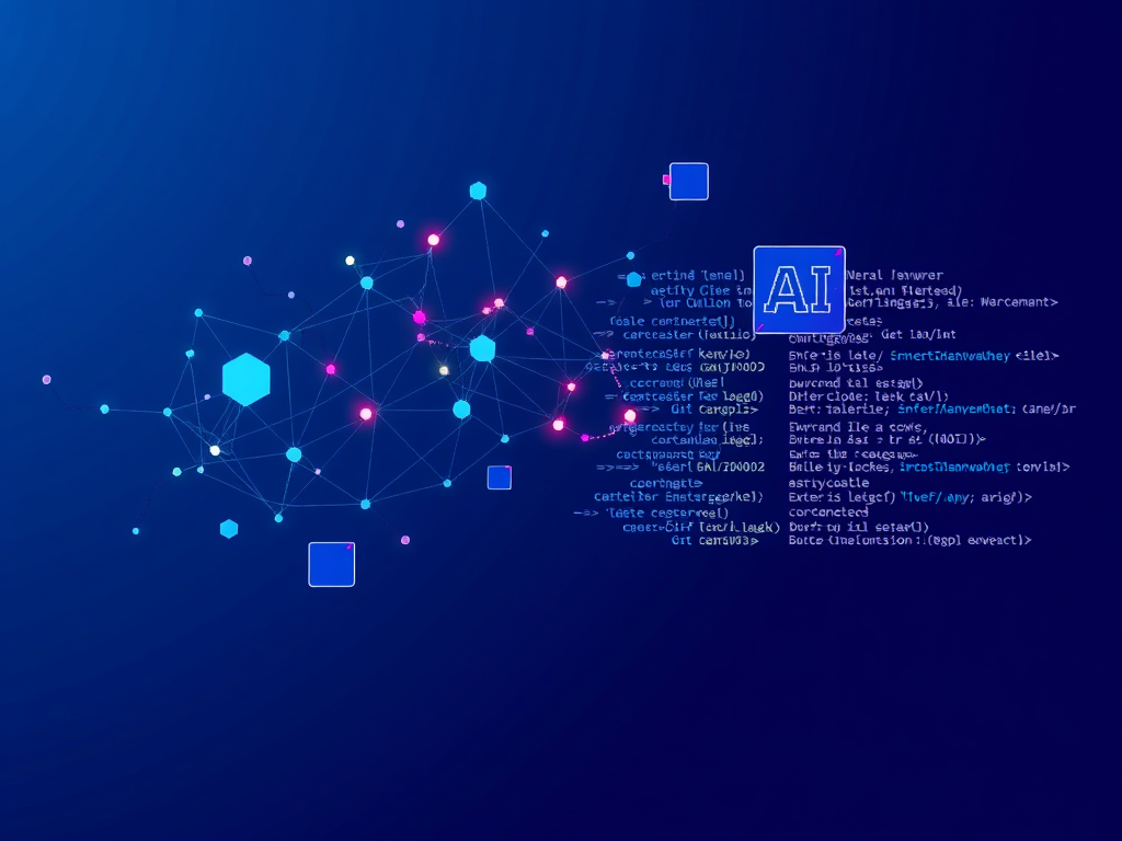A futuristic visualization of neural networks generating code