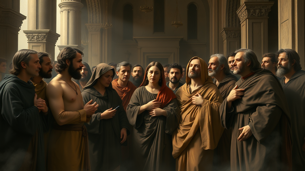 다양한 사람들이 모여있는 연합을 상징하는 회화