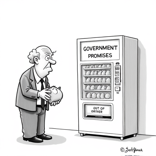 Social Security Faces Funding Shortfall by 2034 single-panel cartoon