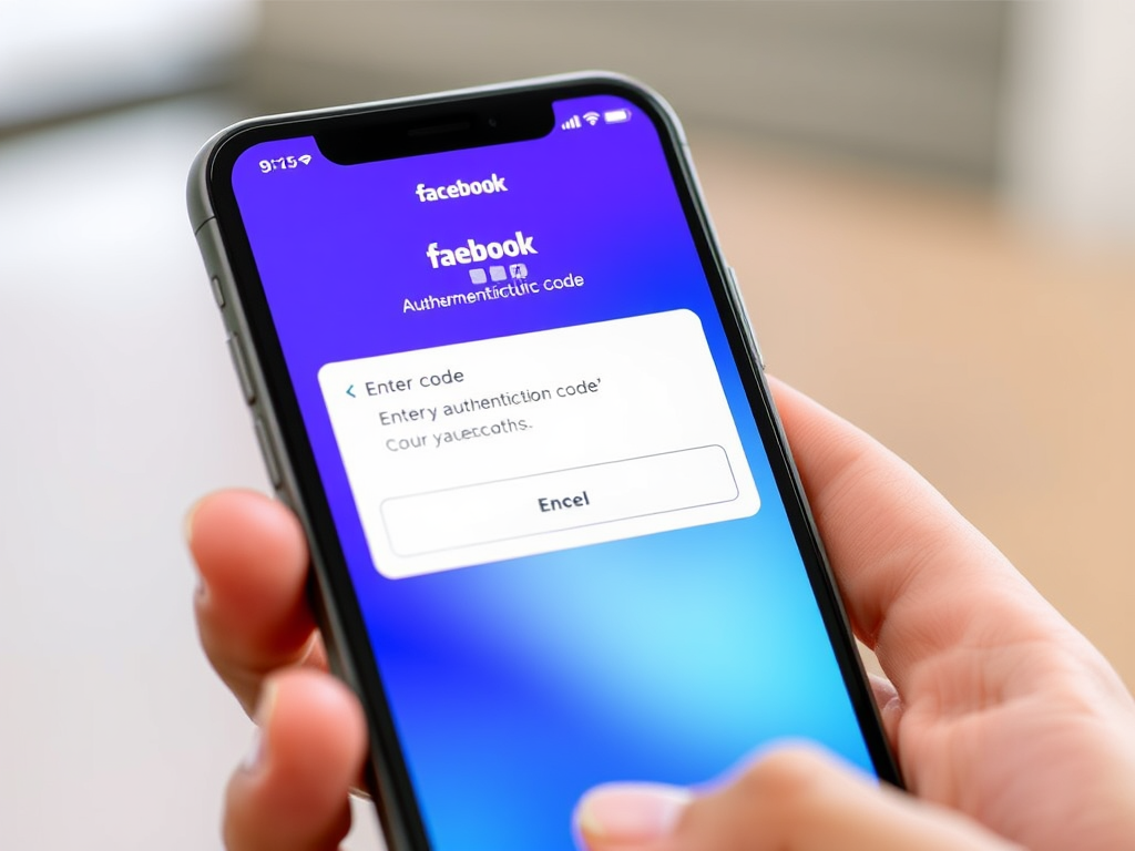 Facebookアプリで認証コードを入力している画面