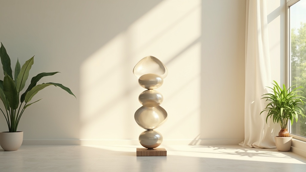 Calming abstract sculpture in a peaceful room