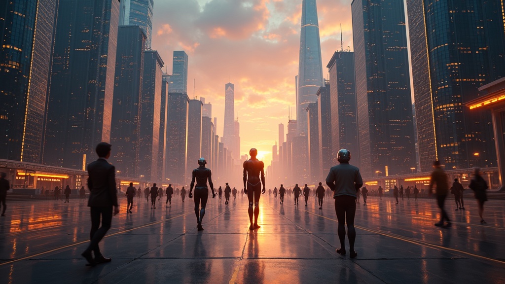 Gráfico futurista mostrando el crecimiento del mercado de los ETFs de robótica humanoide.