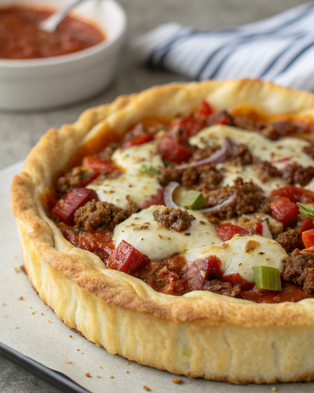 Deep Hamburger Sausage & Pepperoni Pie ngredients