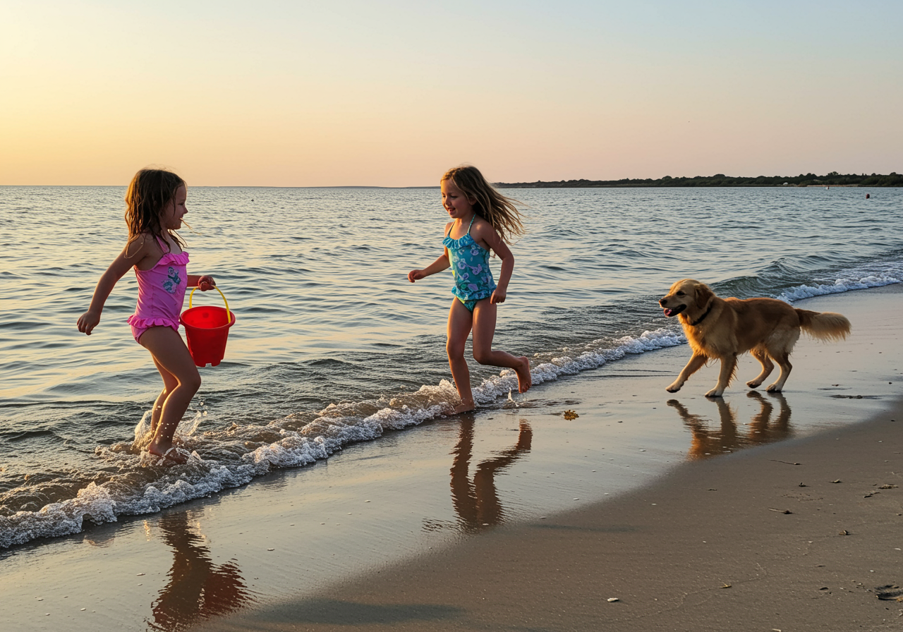 little girls at the beach