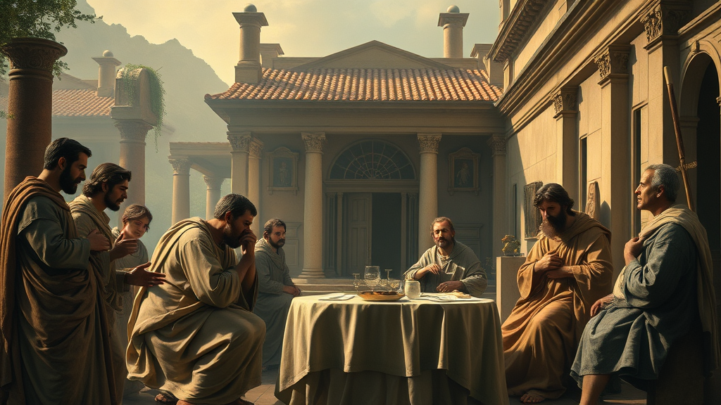 신중하고 책임 있는 투자에 관한 종교적 비유의 장면