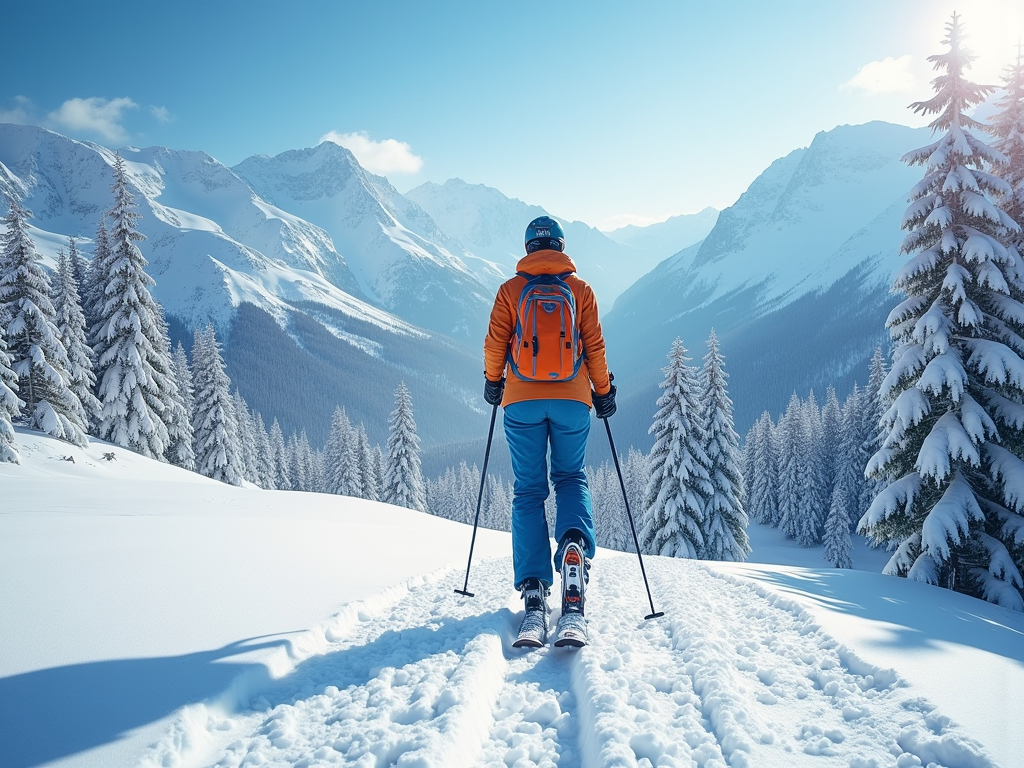 Winter scene with panda hot spring