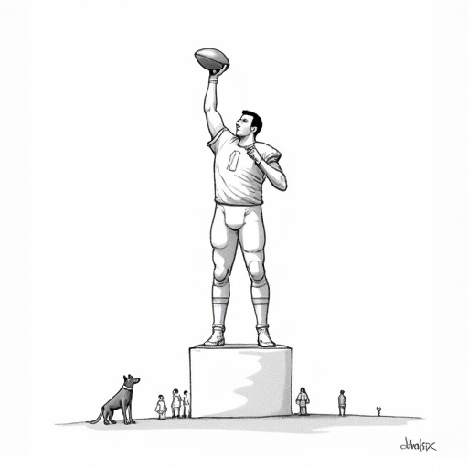 Tom Brady Statue Unveiled at Gillette Stadium single-panel cartoon