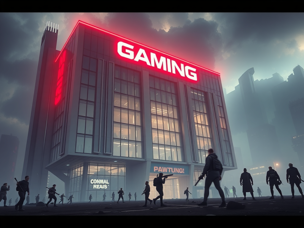 ساختمان شرکت بازی‌سازی بزرگ و توسعه‌دهندگان کوچک در بیرون، نمادی از جنجال توسعه‌دهندگان