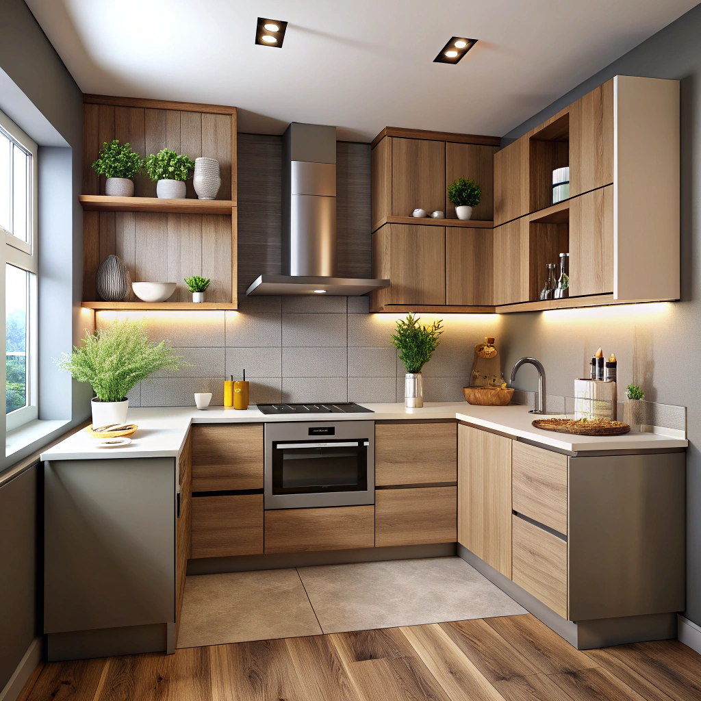 Modern U-Shaped Kitchen Design with Island