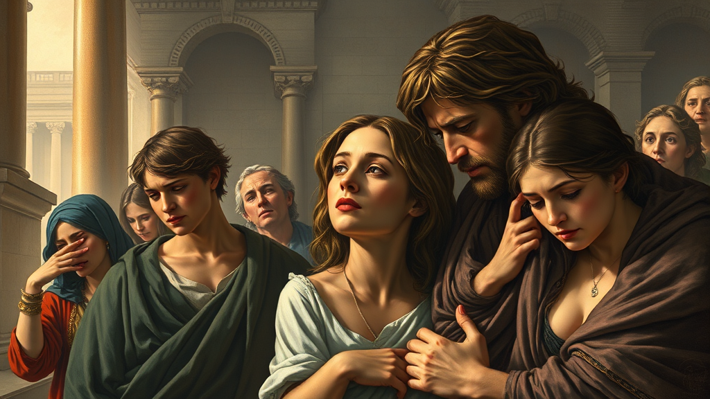 결혼 갈등과 화해를 상징적으로 묘사한 그림