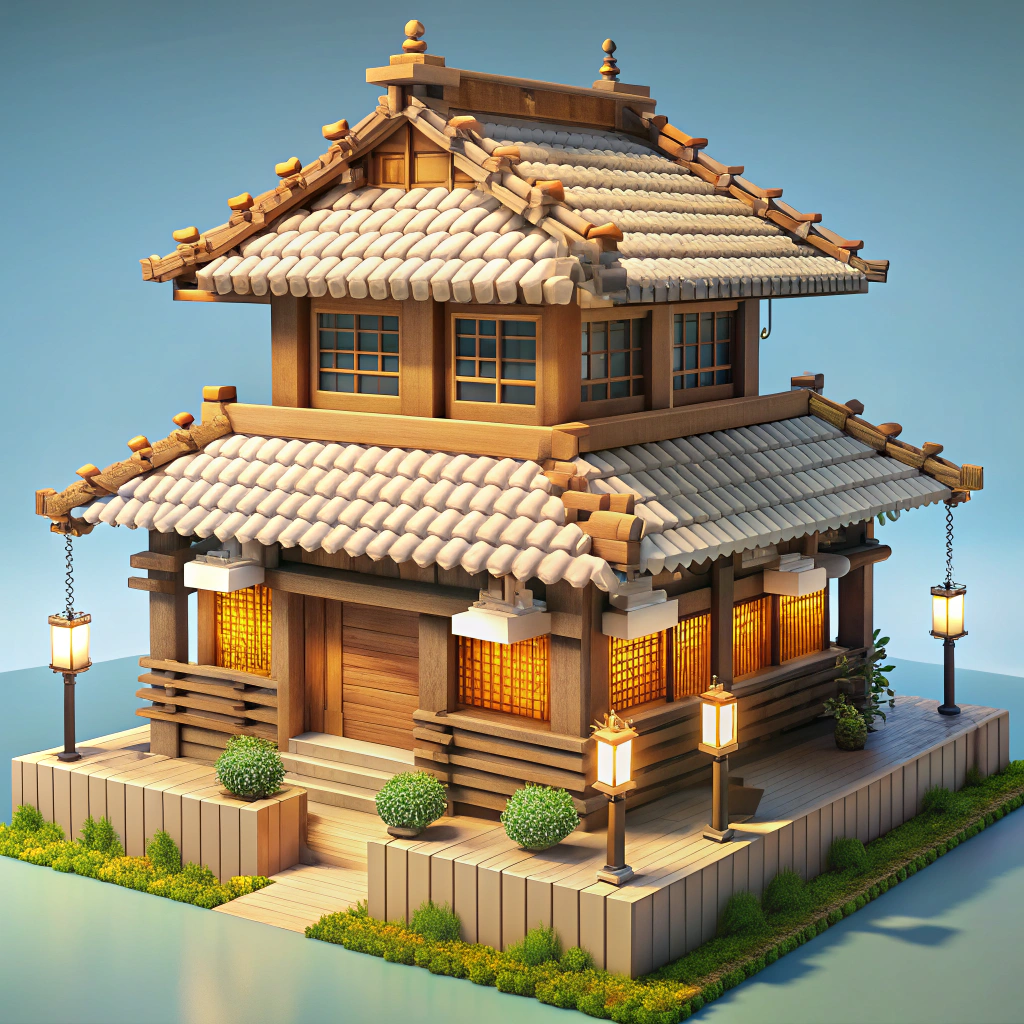 Japanese Minecraft Building Blueprint - 7x9 Design Japanese Minecraft Building Blueprint - 7x9 Design
