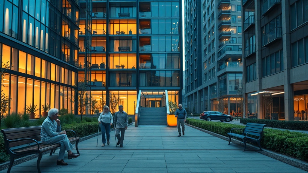 현대적 도시의 공동공간 장면