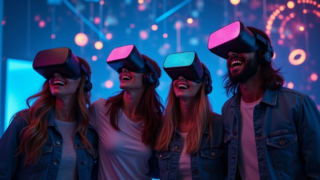 Grupo de amigos colaborando para resolver un puzle en un escape room realidad virtual barcelona de Virtua.