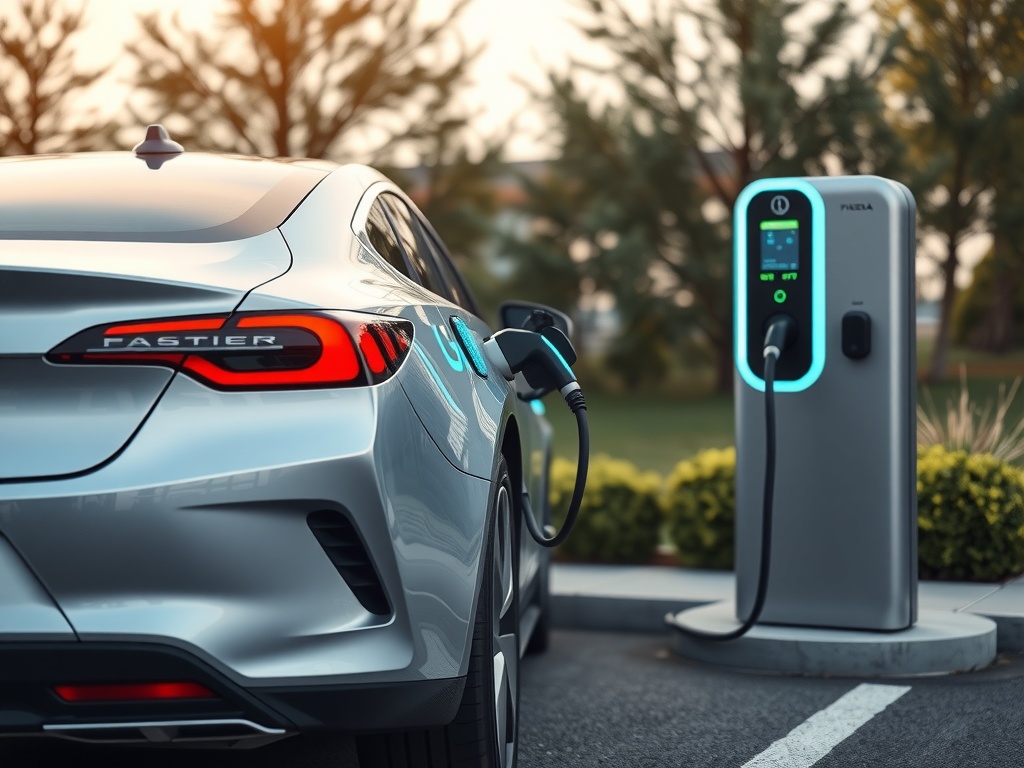 خودروی برقی در حال شارژ در ایستگاه شارژ سریع، نشاندهنده سهولت دسترسی به شبکه سوپرشارژر تسلا