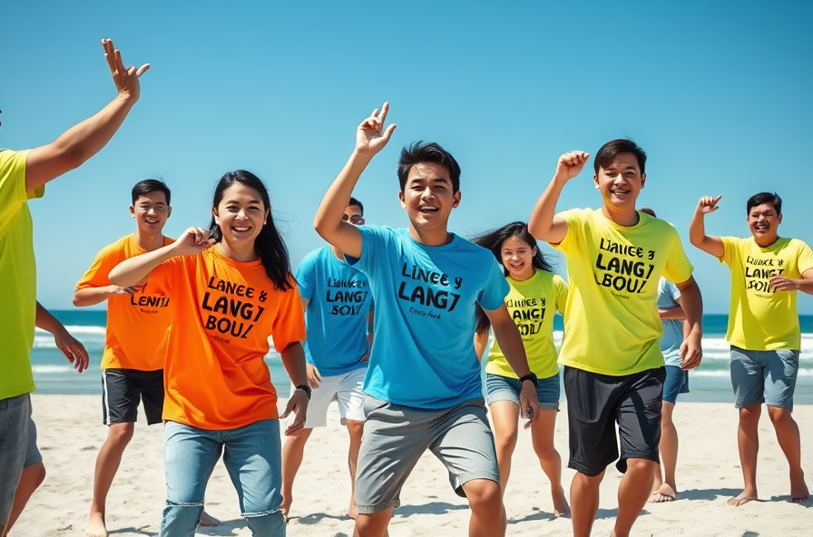 Nhóm Bạn Trẻ Team Building Với Áo Thun Neon