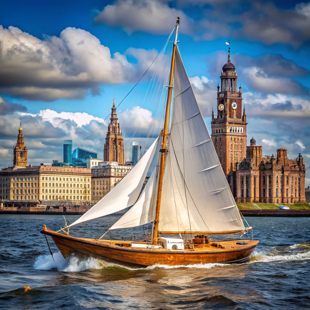 Classic Mylne Yacht Sailing on River Mersey Classic Mylne Yacht Sailing on River Mersey