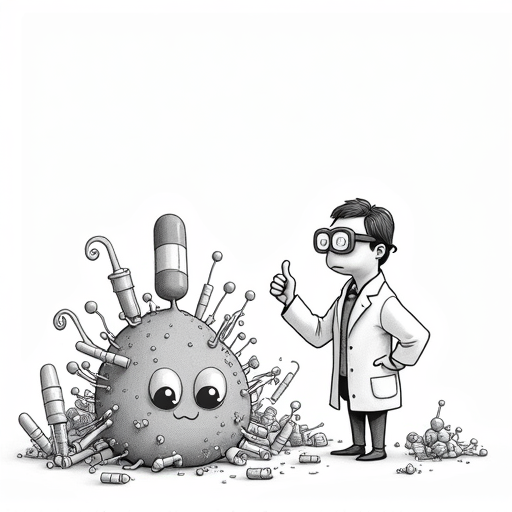 Bacteria Converts Plastic Waste into Painkillers single-panel cartoon
