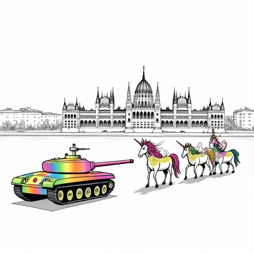 Thousands Celebrate LGBT Rights at Budapest Pride single-panel cartoon